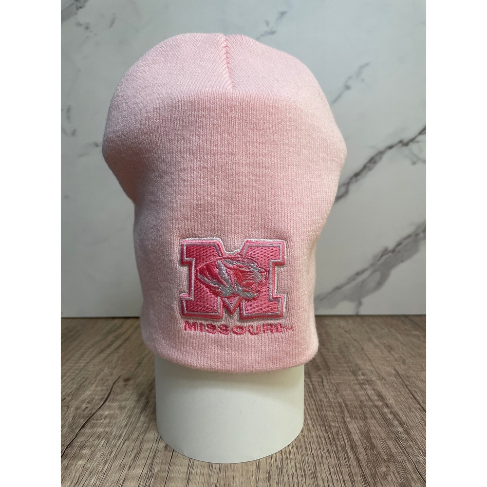 Missouri Tigers Beanie Hat Pink Embroidered Logo Knit Cap Winter Warm